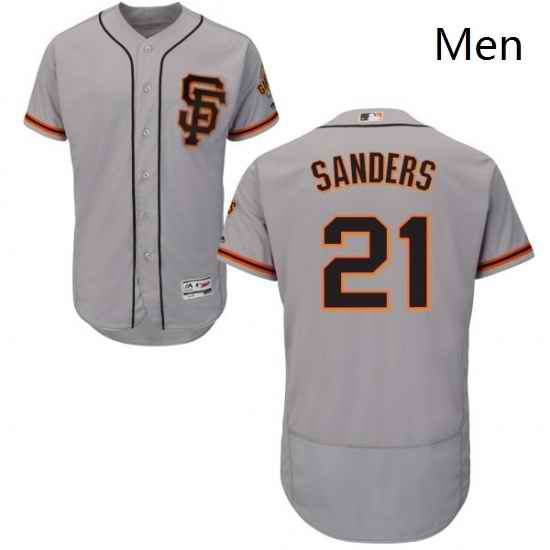 Mens Majestic San Francisco Giants 21 Deion Sanders Grey Alternate Flex Base Authentic Collection MLB Jersey